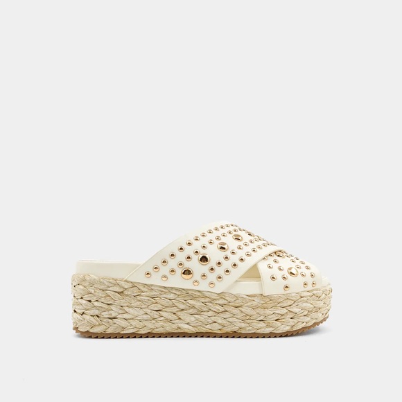 ShuShop Women's White Studded Platform Sandals - Picture 4 of 7
